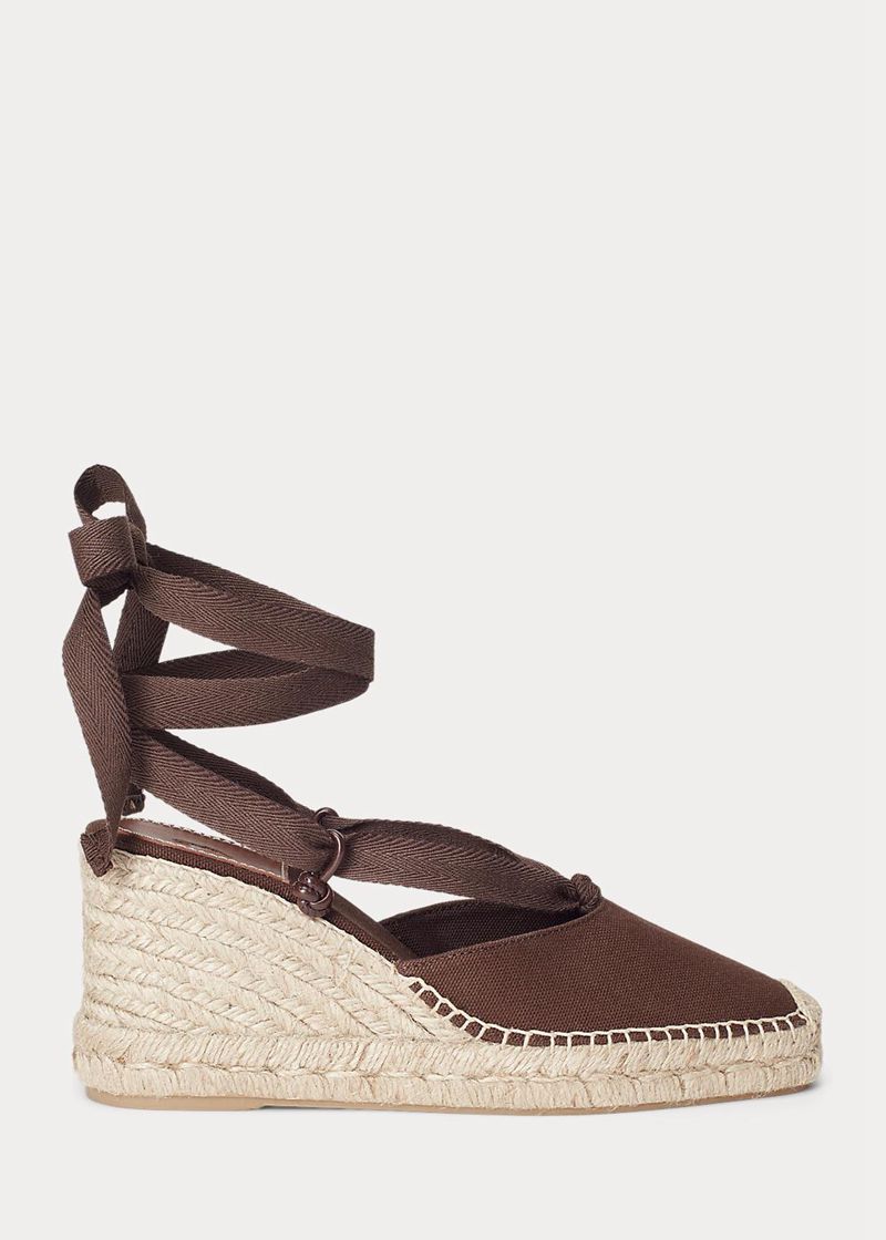 Sandalias Polo Ralph Lauren Mujer Lona Wedge Espadrilles Chile Marrones IEUPD-0784